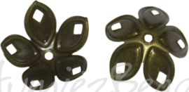 00826 Kralenkap filigraan Antiek brons (Nikkelvrij) 18mmx8mm; gat 2mm 12 stuks
