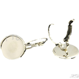 02835 Oorbelhaak setting Metaalkleurig (Nikkelvrij)  24mmx14mm; setting 12mm 2 paar