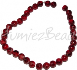 01006 Glaskraal rond streng ±40cm Rood-wit 12mm 1 streng