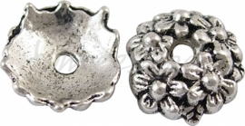 00287 Käppchen blumen opulenz  Antiksilber (Nickelfrei) 3mmx10,5mm 8 stück