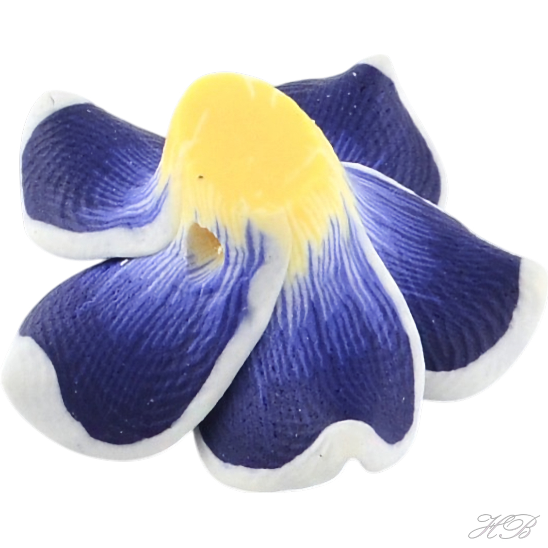 05407 Fimokraal Bloem Dark blue   15x8mm; gat 2mm 5 stuks