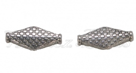 01921 Spacer Cirkel op ruit Antiek zilver (Nikkelvrij) 20mmx9mmx3mm; gat 1mm 7 stuks