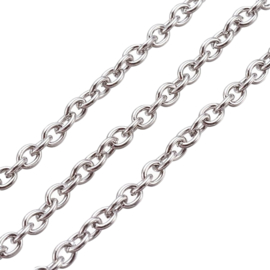 JS-0001 Gliederkette Stainless steel Nickelfarbe 4x3x0,8mm 1 meter