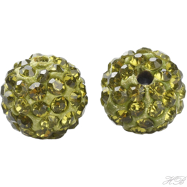 04952 Fimokraal Discobal Olivine 10mm; gat 1,5mm 1 stuks