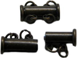 01346 Magneetschuifslot 2-rings Antiek brons 15mmx7mm 1 stuks