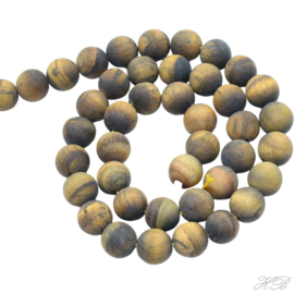 01755 Natuursteen streng (±38cm) Tiger eye Bruin 10mm; gat 1mm 1 streng