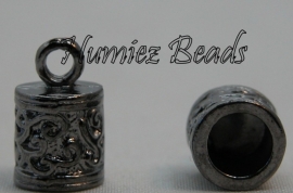 02950 Eindkap Tubbisch Gunmetal (Nikkelvrij) 13mmx8mm; gat 6mm 4 stuks