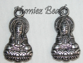 02916 Metallook bedel Boeddha Antiek zilver (Nikkelvrij) 23mmx14mm