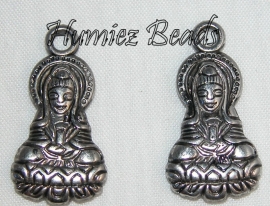 02916 Metall-look Anhänger Buddha Antiksilber (Nickelfrei) 23mmx14mm 11 stück