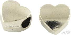 02671 Pandora-stijl kraal Hart Antiek zilver (Nikkelvrij) 10,5x10,5x7mm; gat 4,5mm 2 stuks