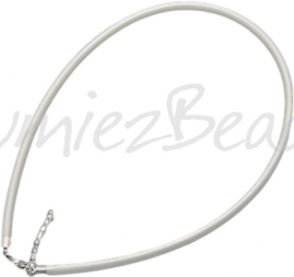 Silk-5001 Seidenkordel Halskette Weiß ±45cm (ohne verlängerungskette) 1 stück