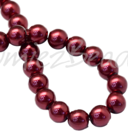 04027 Glasparel Donker fuschia 3-4mm; gat 0,5mm 1 streng ±30cm