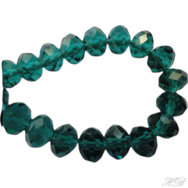05442 Glaskraal streng (±17cm) rondel (±170pcs) Emerald 1x2mm; gat 0,5mm 1 streng