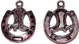 01944 Bedel hoefijzer met laars Antiek zilver 25mmx19mm 3 stuks