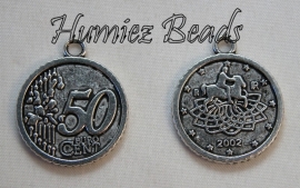 02617 Anhänger 50 eurocent Antiksilber 28mx23mm 3 stück