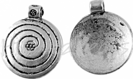 00079 Bedel spiraal Antiek zilver (Nikkel vrij) 18mm; gat 2mm