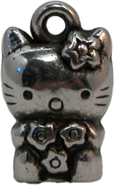 02041 Bedel Hello Kitty (metallook) Antiek zilver 16mmx9mmx8mm