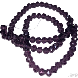 05661 Glaskraal imitatie Swarovski streng (±40cm) Rondel facet Amethyst   4x6mm; gat 1mm 1 streng