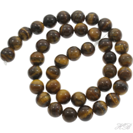 04363 Natuursteen streng (±38cm) Tiger eye Bruin 10mm; gat 1mm 1 streng
