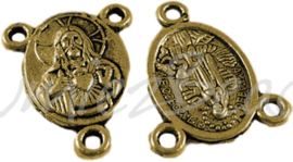 00639 Tussenstuk religieus Antiek goud (Nikkel vrij) 19mmx15mmx2mm; gat 2mm 7 stuks