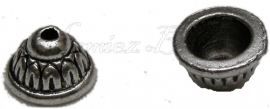 00709 Kralenkap Tulband Antiek zilver (Nikkel vrij) 7mmx11mm 7 stuks