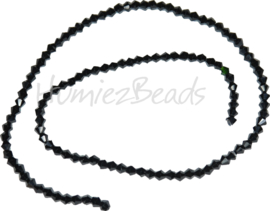 03988 Glaskraal imitatie swarovski Bicone streng ±40cm Black 4mm  1 streng