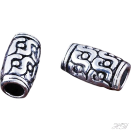 01447 Buiskraal met motief Metaalkleurig Stainless steel  12x7mm; gat 5mm 5 stuks