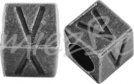 01174 Vierkante letterkraal V Antiek zilver