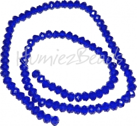 03978 Glaskraal imitatie swarovski faceted Abacus streng ±40cm Cobalt Blue 4mmx6mm  1 streng