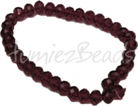 01623 Glaskraal imitatie swarovski faceted Abacus Bordeaux 6mmx8mm 1 streng (±20cm)