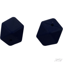 04819 Siliconenkraal Hexagon Donker blauw 17mm; gat 2mm 3 stuks