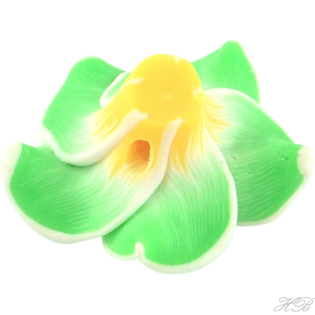 05410 Fimokraal Bloem Medium Spring Green   15x8mm; gat 2mm 5 stuks