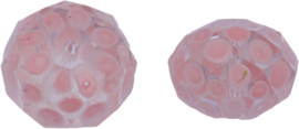 00497 Glaskraal Rondel handgeschilderd Transparant baby roze 14mmx18mm; gat 1mm 1 stuks