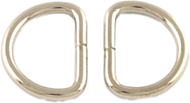 01325 Ringetjes D-ring Metaalkleurig 17,5mmx13mmx2mm; gat 13,5mmx9mm ±20 stuks