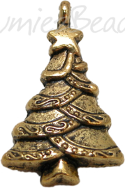 01652 Anhänger weihnachtsbaum Antikgold (nickelfrei) 28mmx18mm 3 stück