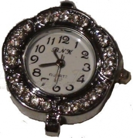 00421 Horloge bling Metaalkleurig/Chrystal  1 stuks