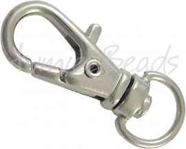 00064 Karabiner Verschluss  Nickelfarbe 32mmx11mm 1 Stück