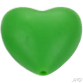 02582 Siliconenkraal Hart Groen 19x20x12mm; gat 2mm 4 stuks