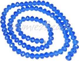 02035 Glaskraal imitatie swarovski faceted Abacus streng ±40cm Sapphire 4mmx6mm  1 streng