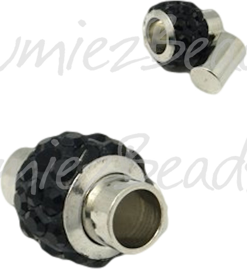 00305 Magneetslot Bling Metaalkleurig (Nikkel vrij)/zwart   18x13mm; gat 6mm 1 stuks