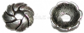00402 Kralenkap wiel Antiek zilver (Nikkel vrij) 9mmx2mm; gat 2,5mm 11 stuks