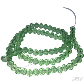 05669 Glaskraal imitatie Swarovski streng (±40cm) Rondel facet Peridot   4x6mm; gat 1mm 1 streng
