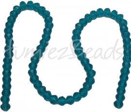 01144 Glaskraal imitatie swarovski faceted Abacus streng (±20cm) Blauw 6mmx8mm 1 streng