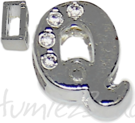 04252 Schuifkraal Letter Q Metaalkleurig (Nikkelvrij) 9mmx10mm; gat 6,5mmx3,5mm 1 stuks