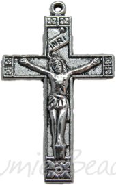 00490 Hanger kruis Antiek zilver (Nikkel vrij)