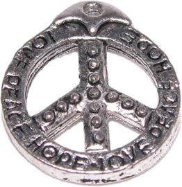 01314 Bedel peace teken Antiek zilver (Nikkelvrij) 3 stuks