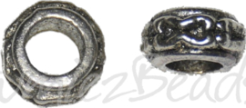 01965 Metalen kraal ring met groot gat Antiek zilver 3,6mmx7,1mm; gat 3,5mm 10 stuks