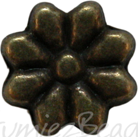 00887 Metalen bloemen kraal Brons 9mm 7 stuks