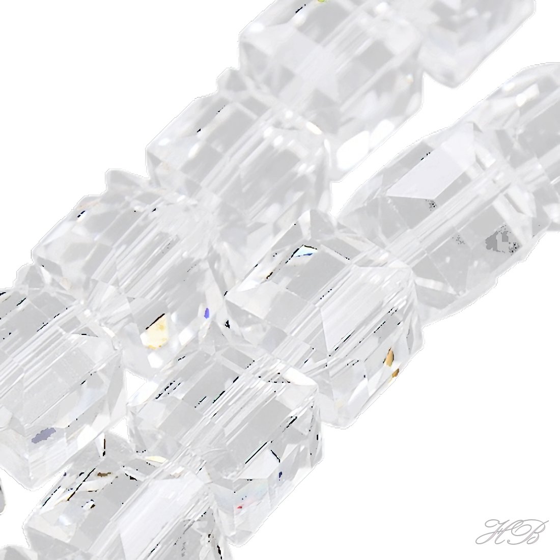 02559 Glaskraal vierkant facet Transparant   10mm; gat 1mm 8 stuks