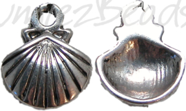 00863 Bedel schelp Antiek zilver (Nikkelvrij) 14mmx11mm 7 stuks